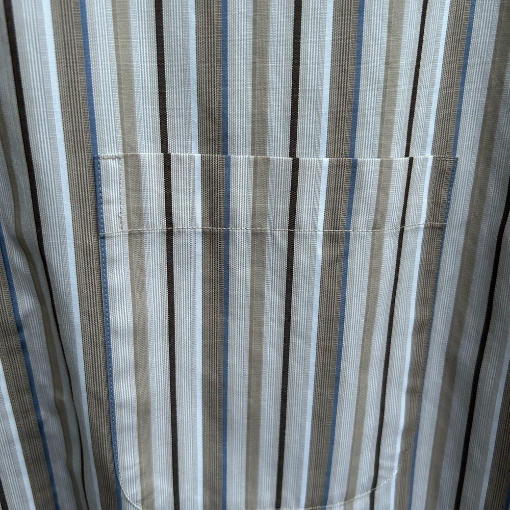 Roundtree & Yorke Classics Mens Short Sleeve Button Down Shirt Striped Large - Picture 5 of 5